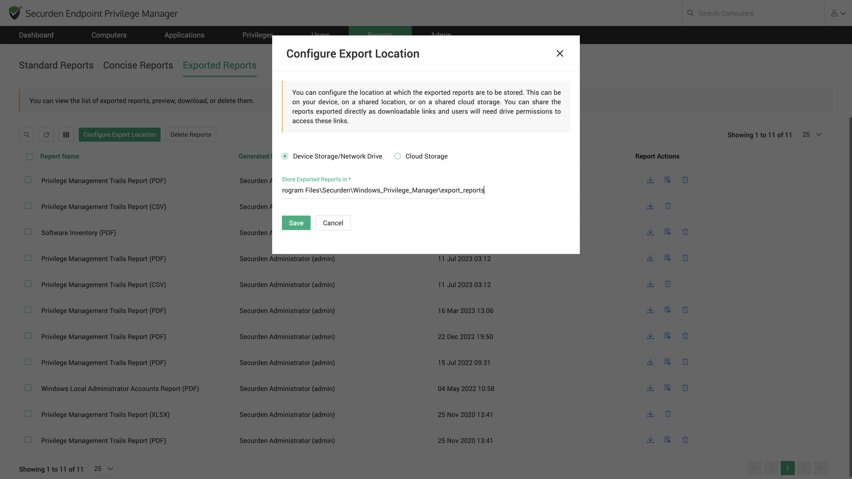 Configure Export Location In EPM