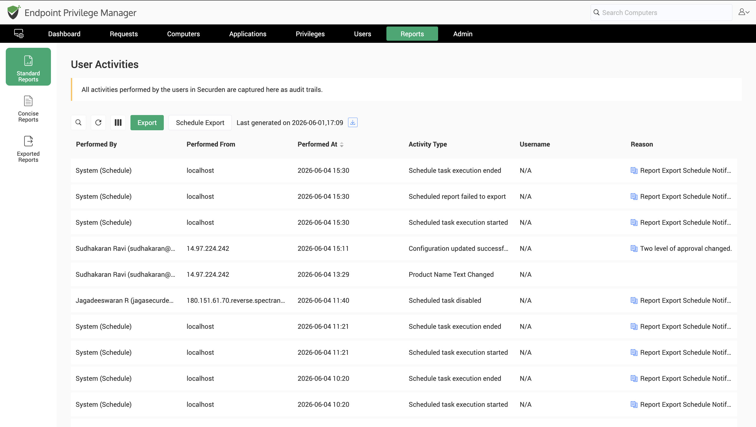 User Activity Report In EPM