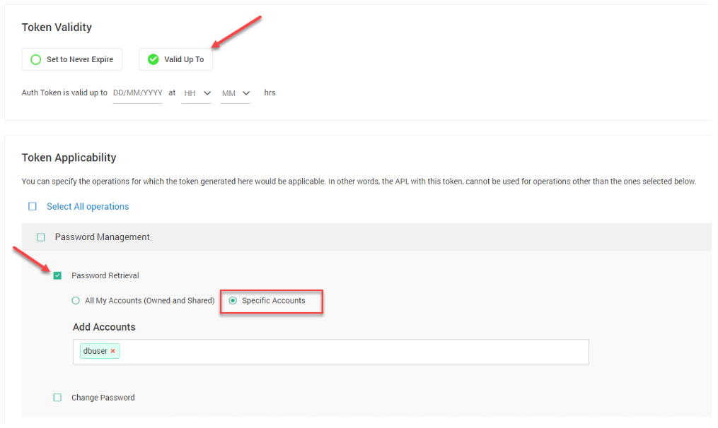 Password Configuring Token 