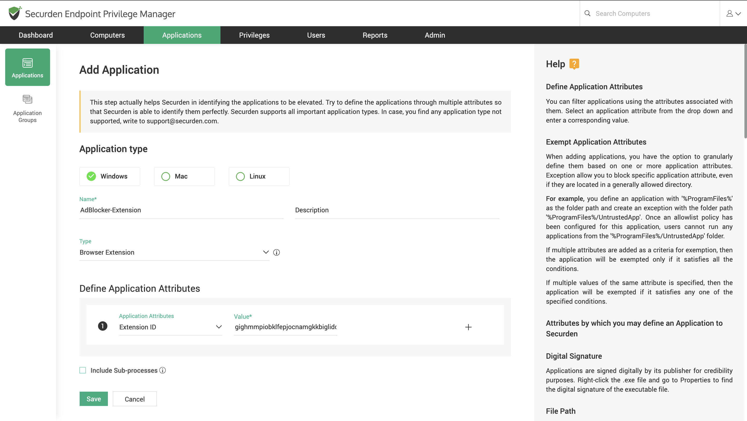 Add Extension As Application