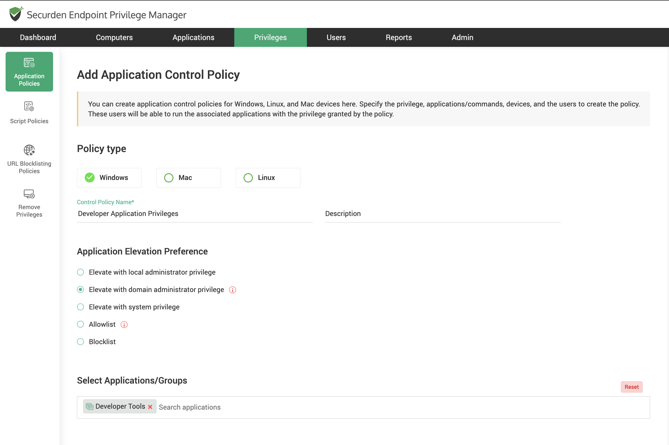 Remove Admin Rights For Developers And Grant Application Permissions