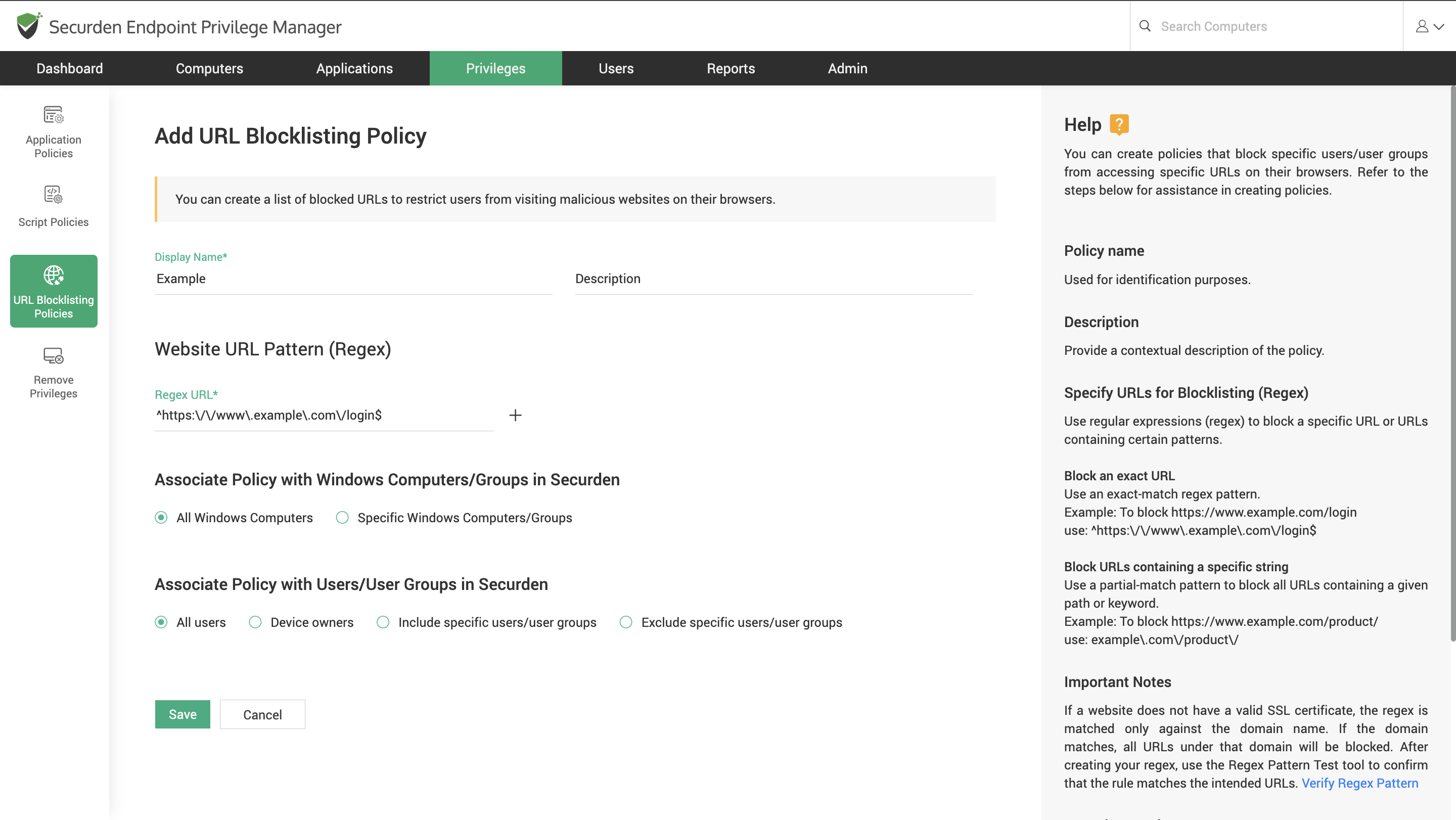 Url Filtering Blocklisting Policy