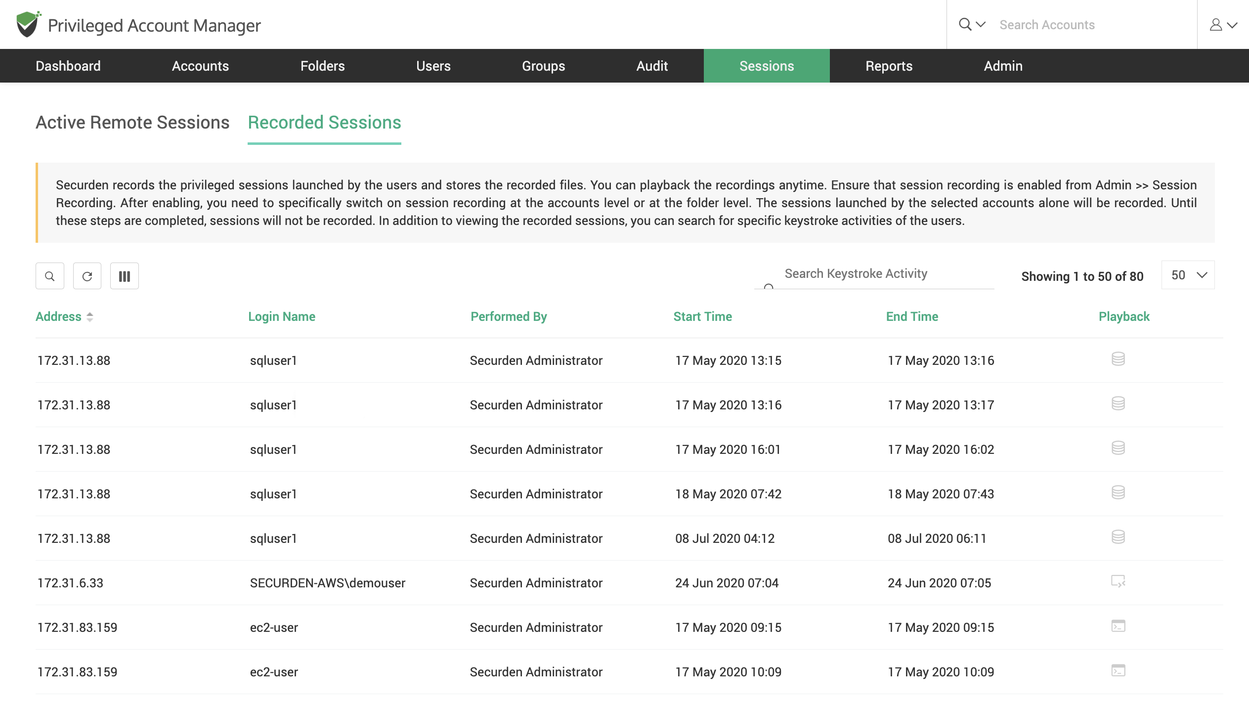 Monitor User Sessions