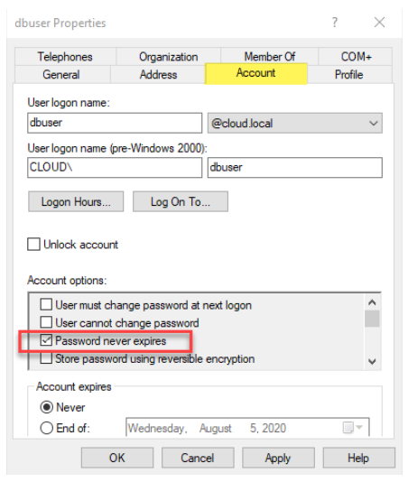 Password Expires Setup