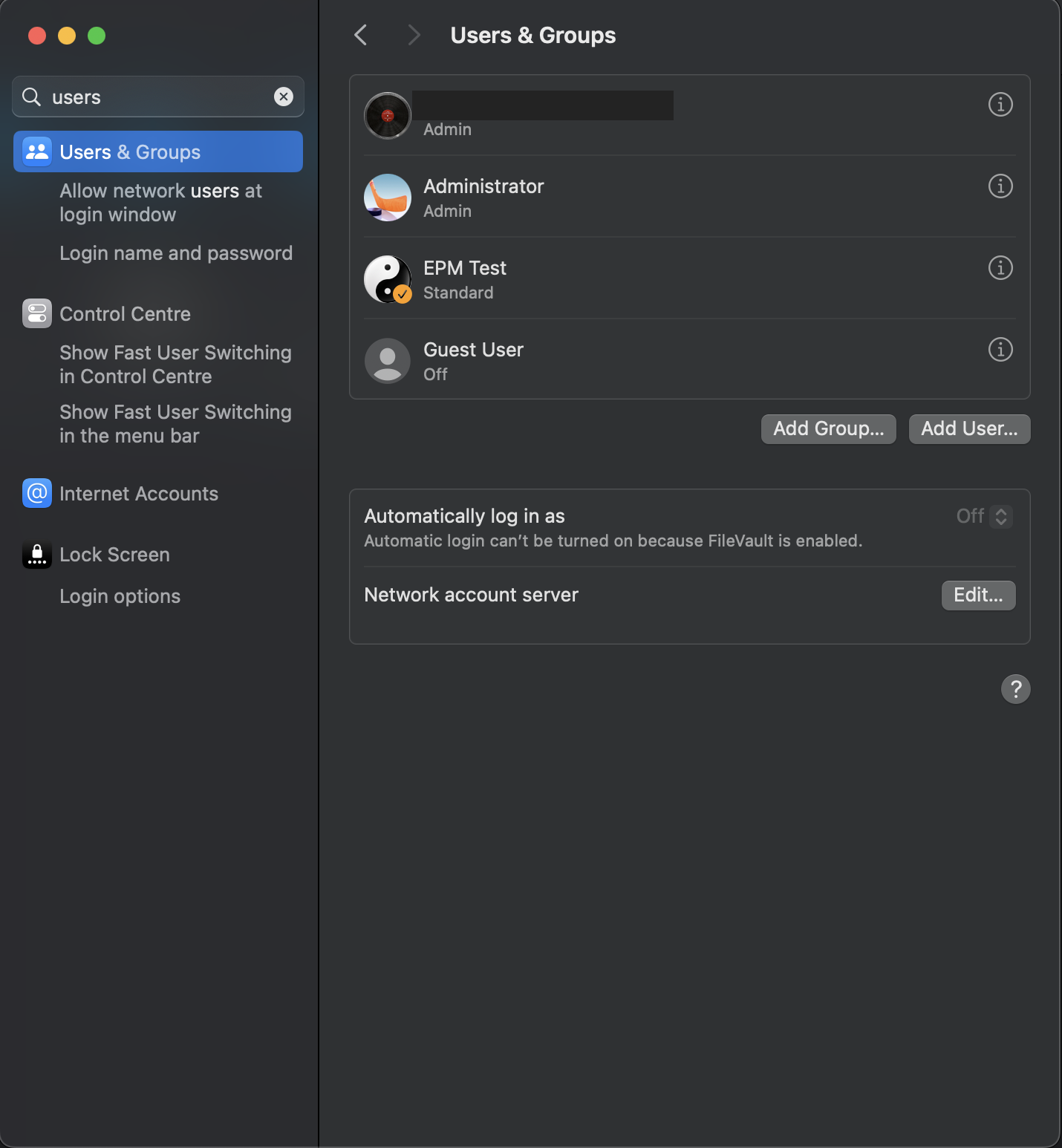 Viewing User List In Mac Using Settings App