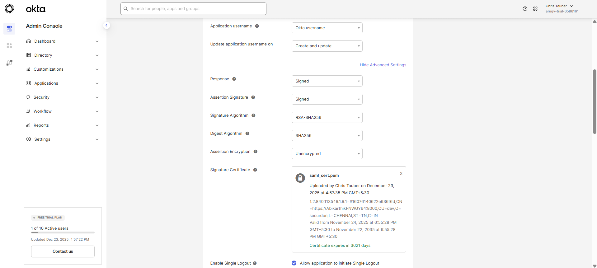 Okta Initiate Single Logout