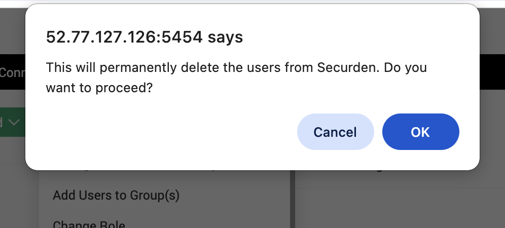 Delete selected users permanently from Securden Password Vault