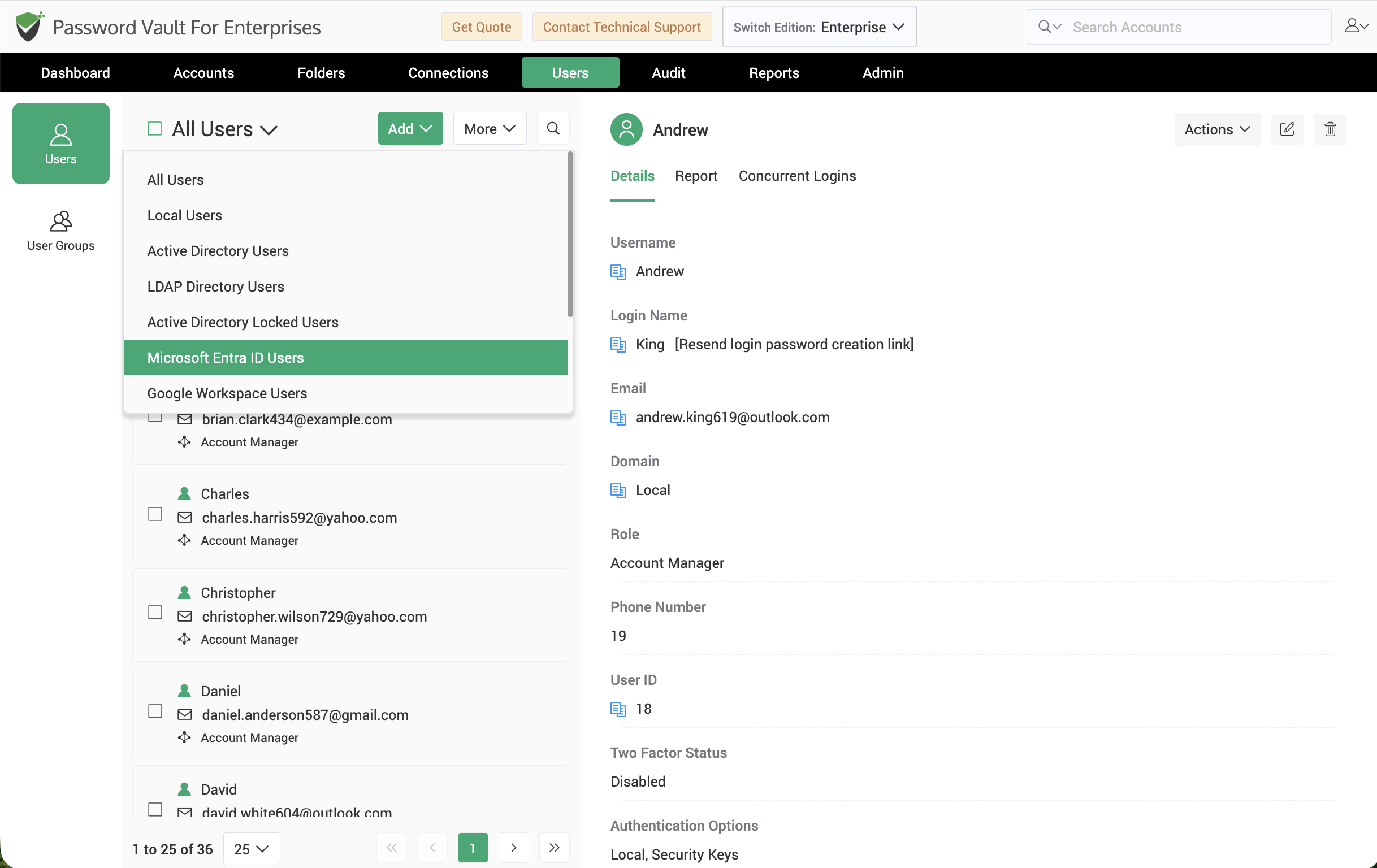 Filter Users Onboarded into Securden Password Vault