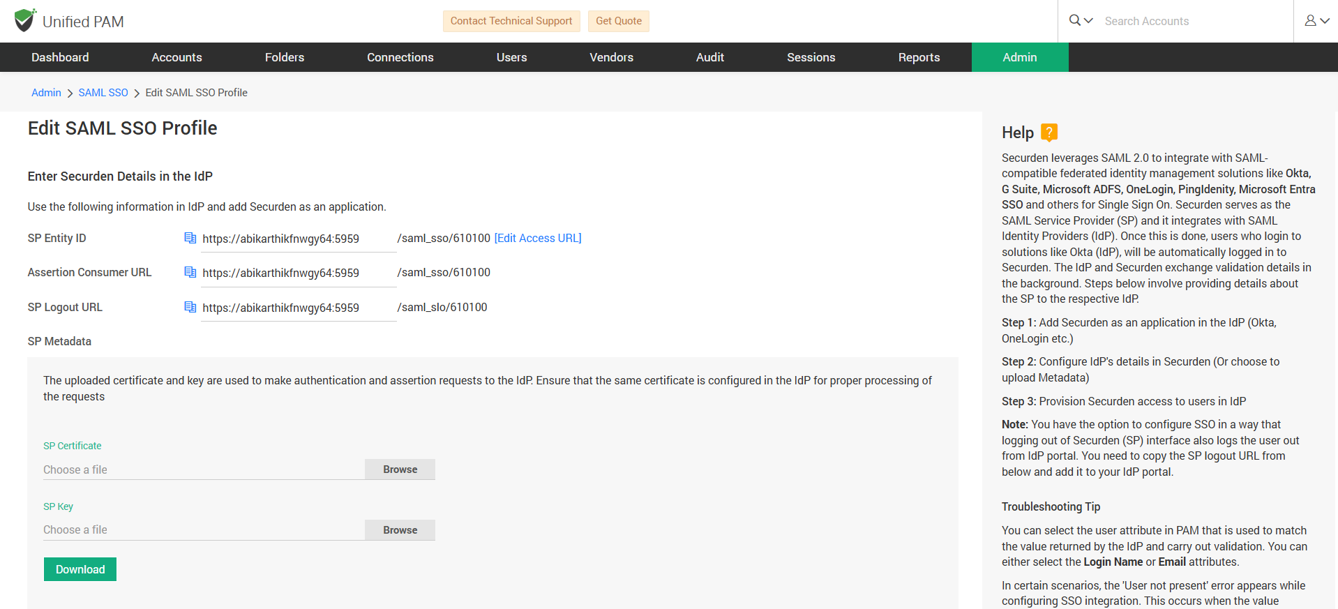 Update Securden(SP) Metadata